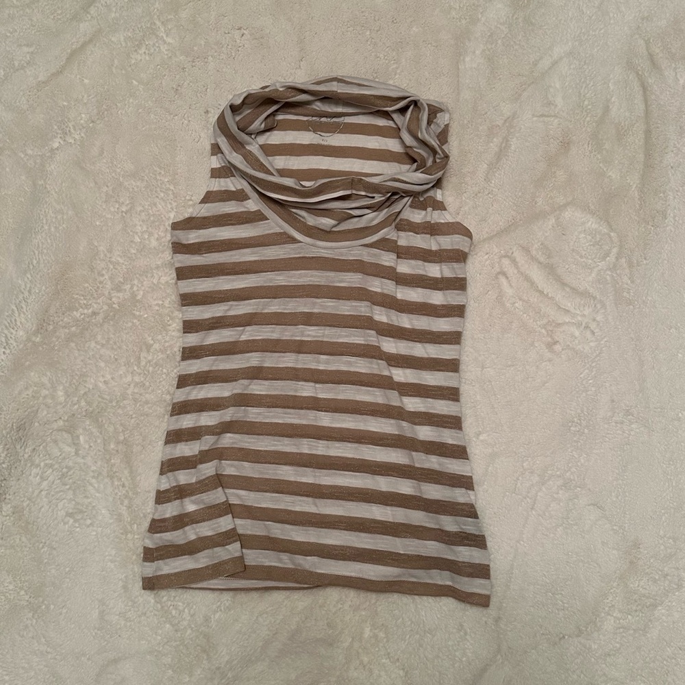 Beige and white turtle neck tank top, never worn, perfect condition, and size S.